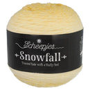 Ball of yellow yarn with a black label on a white background