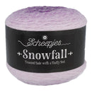Skein of yarn with 'Scheepjes Snowfall' label on a white background