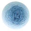 Blue skein of yarn on a white background