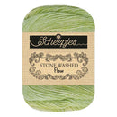 Green skein of yarn with a 'Scheepjes' label on a white background