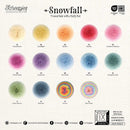 Color chart for Scheepjes Snowfall yarn with yarn samples and names.