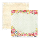 Two sheets of paper with floral and vintage letter designs on a white background.