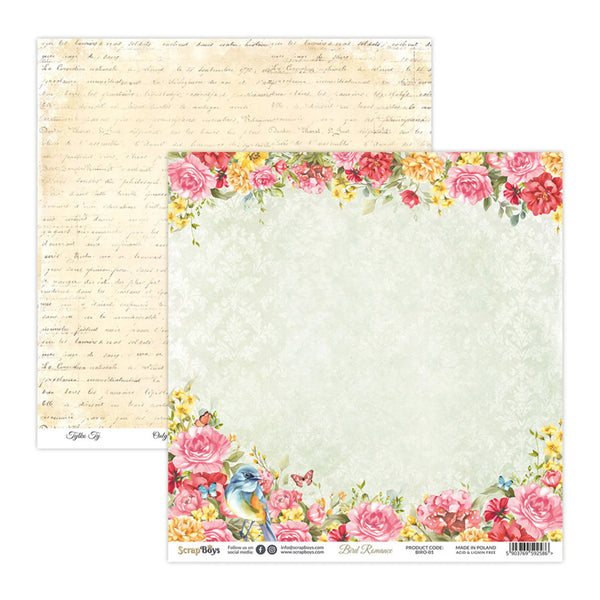 Two sheets of paper with floral and vintage letter designs on a white background.