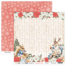 Two Christmas-themed paper sheets with festive designs featuring animals and floral elements.