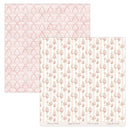 Two floral patterned papers on a white background