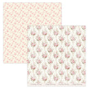 Two floral patterned papers with pink flowers on a white background.
