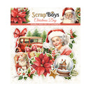 Packaging of ScrapBoys Christmas Day die cut elements featuring Santa Claus, a woman, a car, and festive elements.