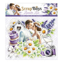 Scrapbooking kit with wedding-themed elements and 'Scrap Boys' branding.