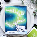 Hero Arts Clear Stamp & Die Combo Nothern Lights Polar Bears