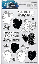 Clear stamp set with black designs and text on a white background