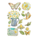 Decorative set of flowers, butterflies, and a bee on a white background