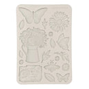 Decorative silicone mold with floral and butterfly designs on a white background