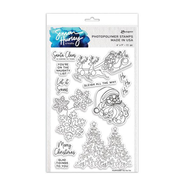 Simon Hurley Create. Photopolymer Stamp 6"x 9" - Ho Ho Ho