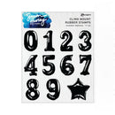 Set of black balloon number stamps with 'Simon Hurley' branding on a white background