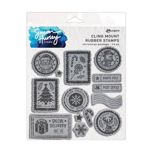 Simon Hurley create. Cling Mount Stamp 6" x 6" - Christmas Postage