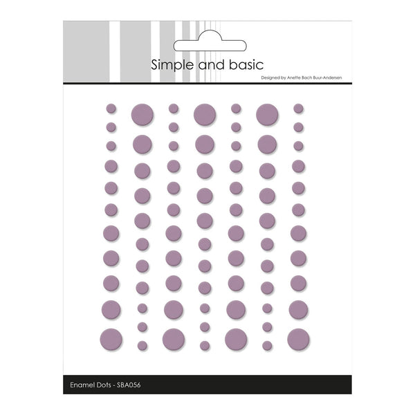 Packaging of purple dot stickers with 'Simple and Basic' branding on a white background.
