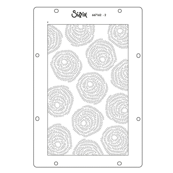 Sizzix die cut machine template with circular pattern on a white background