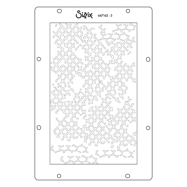 Sizzix die cut template with geometric pattern on a white background
