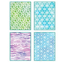 Four different patterned stencils on a white background