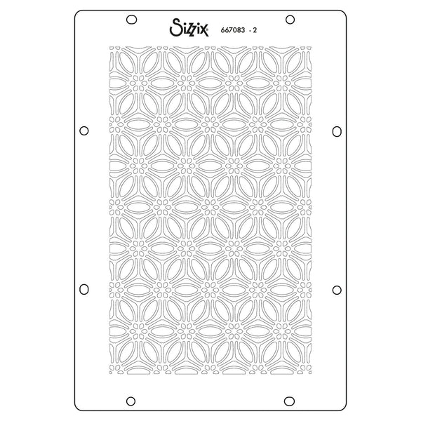 Sizzix stencil with geometric pattern on a white background