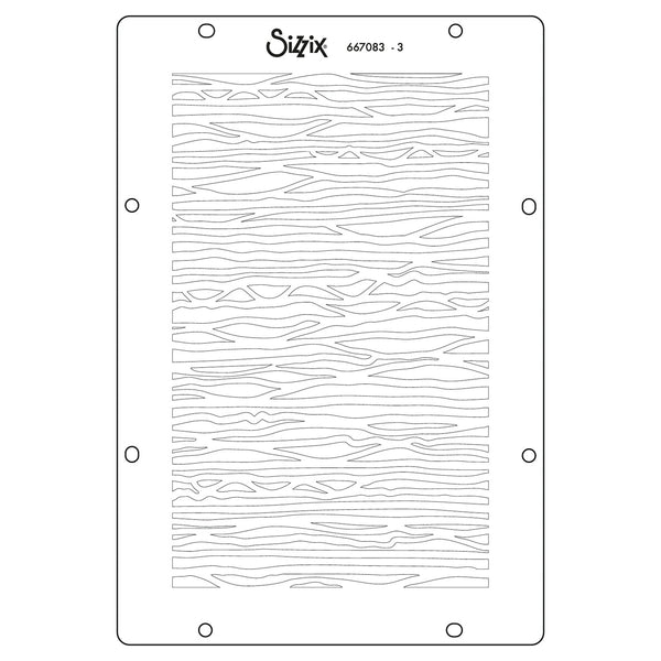 Sizzix die cut template with wavy line pattern on a white background