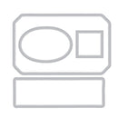 Set of metal cutting dies in the shape of a camera on a white background