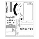 Collection of black and white design elements on a white background
