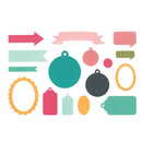 Set of colorful decorative paper cutouts on a white background