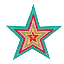 Colorful star-shaped object with a white background