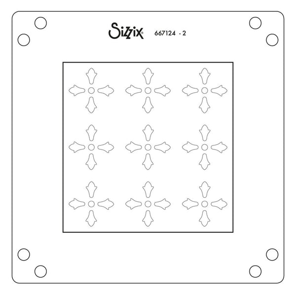 Sizzix die cut template with geometric pattern on a white background