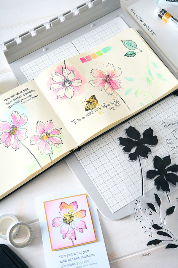 Sizzix Studio Clear Stamp Set By Willow Wolfe 11/Pkg - Wild Blooms^
