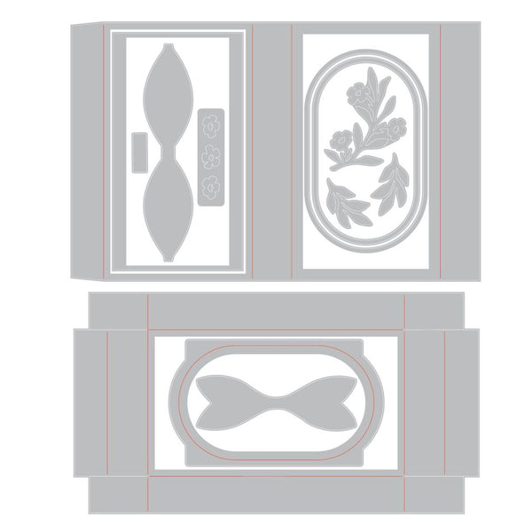 Set of decorative stencils with leaf and bow designs on a white background