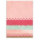 Decorative paper with pink and green patterned border on a white background