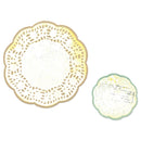Decorative doily with scalloped edge on a white background