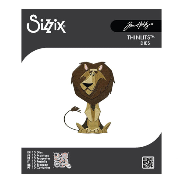 Sizzix Thinlits Dies packaging with a cartoon lion design on a white background