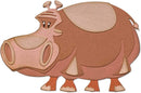 Cartoon-style pig cutout with a white background