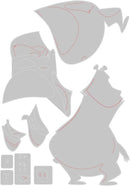 Set of white animal-shaped stickers with red outlines on a white background