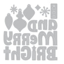 Metallic Christmas-themed letter cutouts on a white background