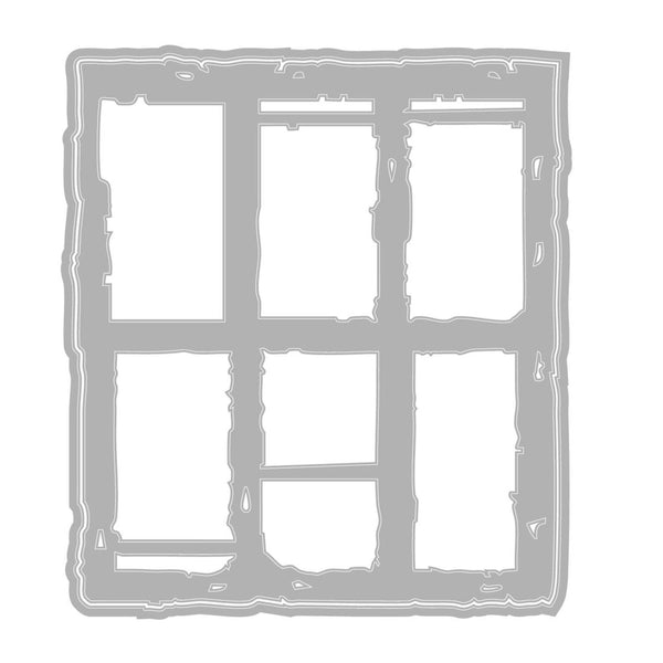 Gray window frame design on a white background