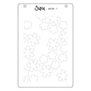 Sizzix die cut template with flower shapes on a white background