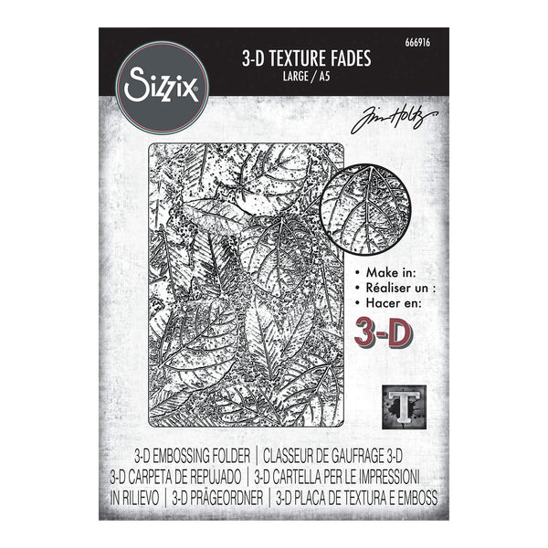 Sizzix 3-D Texture Fades Embossing Folder By Tim Holtz - Foliage Large/A5