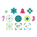 Collection of colorful Christmas-themed icons on a white background