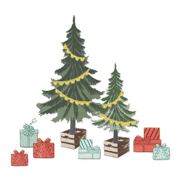 Sizzix Clear Stamps Set By 49 and Market 17/Pkg w/15 Framelits - Trees and Trinkets