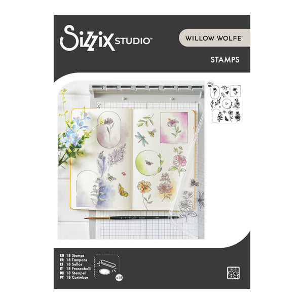 Sizzix Studio Clear Stamp Set By Willow Wolfe 18/Pkg - Floral Frames and Mini Flowers