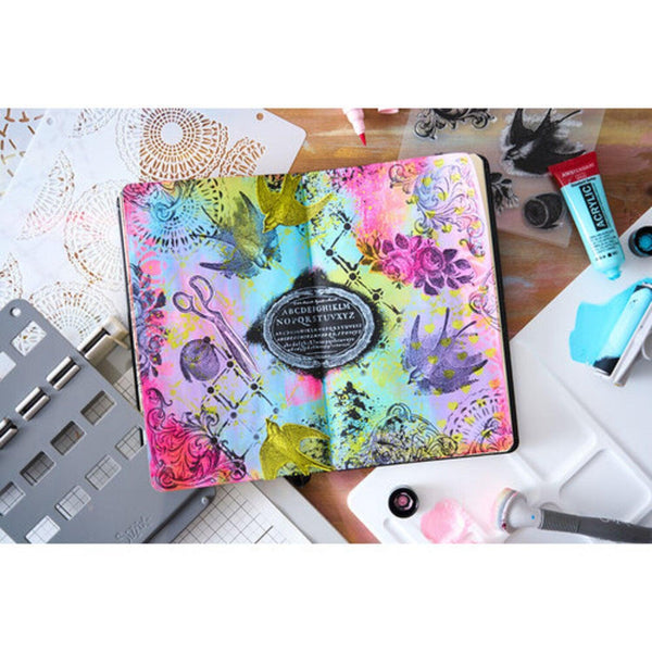 Sizzix Studio A5 Clear Stamp and Stencil Set By Mark Montano - Stitches