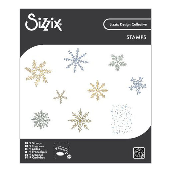 Sizzix stamp set with snowflake designs on a white background