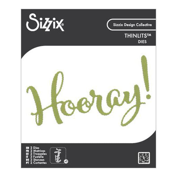 Sizzix Thinlits Dies packaging with 'Hooray!' text on a white background