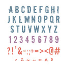Alphabet and number set with decorative patterns on a white background