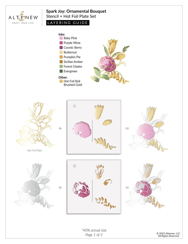 Altenew Spark Joy: Ornamental Bouquet Simple Colouring Stencil Set*