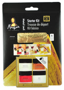 Metal Leaf Starter Kit packaging with gold leaf and paint samples on a black background